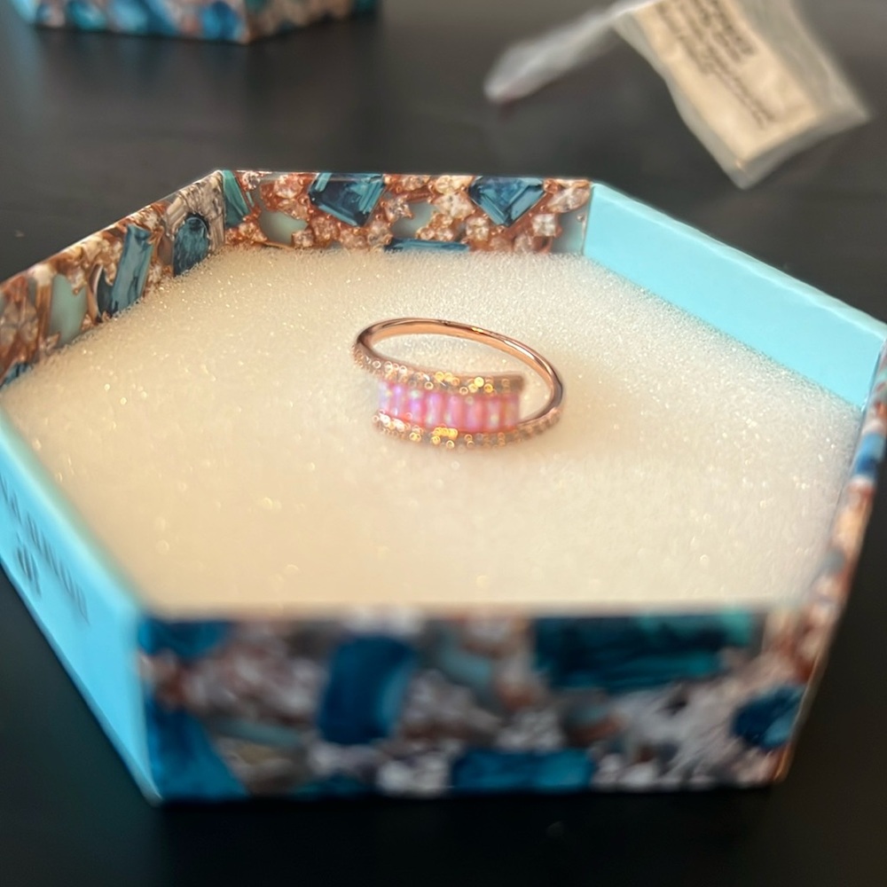 Rose Fire Opal Rose Gold Plated Ring